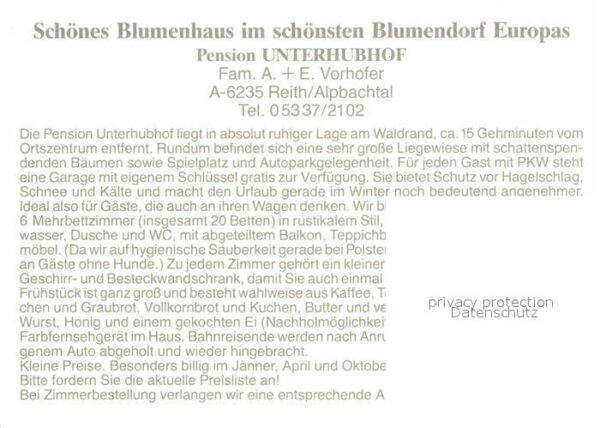 Reith Alpbachtal Pension Unterhubhof – Bild 2
