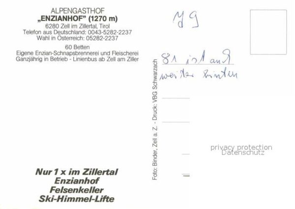 Zell Ziller Tirol Alpengasthof Enzianhof – Bild 2