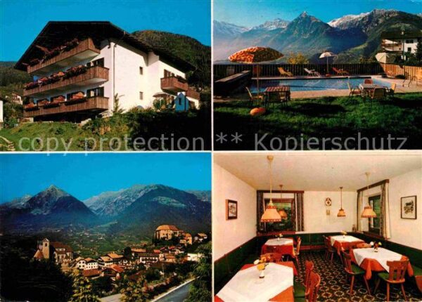 Schenna Meran Garni Falchenwies Pool Panorama