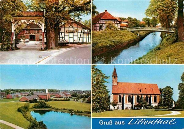 Lilienthal Bremen Kirche Brücke Seepartie