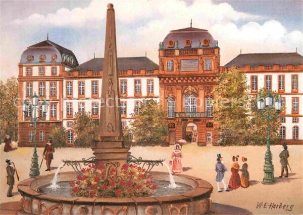 Darmstadt Künstlerkarte W.E. Herberg Schloß