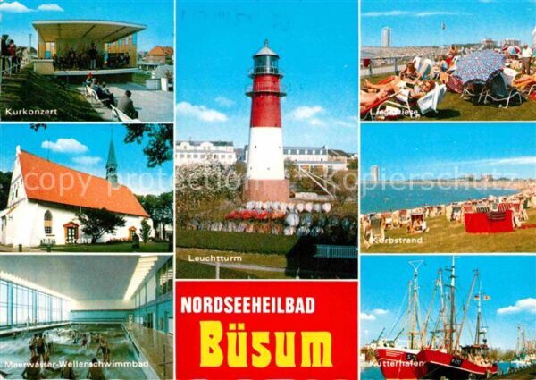 Buesum Nordseebad Leuchtturm Strand Kutterhafen Wellenbad