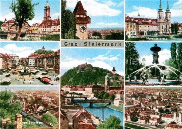 Graz Steiermark Schloßberg und Mur Hauptplatz Franziska