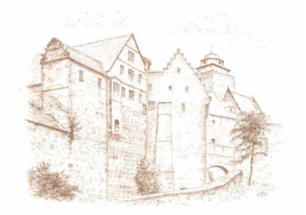Breuberg Burg Künstlerkarte von Kurt Stockhaus