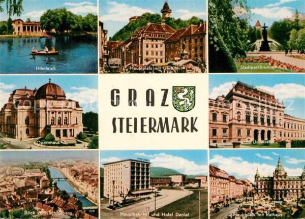 Graz Steiermark Hilmteich Hauptplatz mit Uhrturm Univer