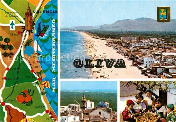 Oliva Valencia Panorama Strand Paella Kinder Landkarte