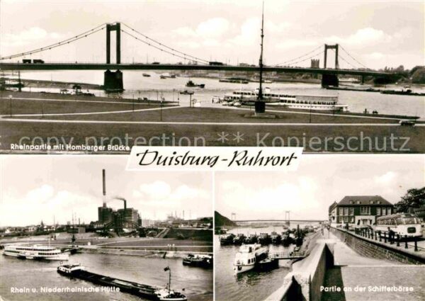 Ruhrort Rheinpartie mit Homberger Brücke Hütte