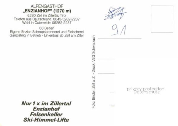 Zell Ziller Tirol Alpengasthof Enzianhof Aussichtspunkt A – Bild 2