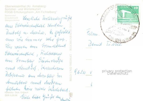 Oberwiesenthal Erzgebirge FDGB Erholungsheim Am Fichtelberg Resta – Bild 2