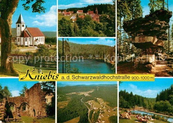 Kniebis Freudenstadt Teilansichten Kirche Burgruine Felsen F