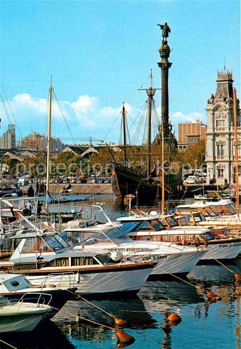 Barcelona Cataluna El puerto Monumento a Colon Hafen Kolum