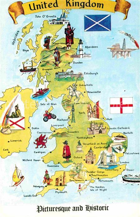 United Kingdom Picturesque and historic Map