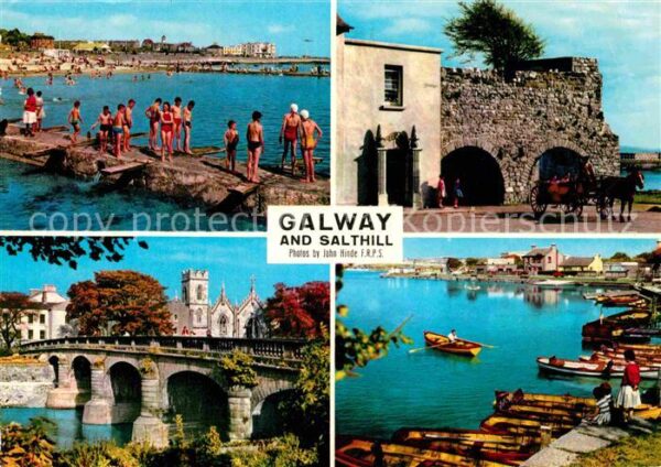 Galway Irland and Salthill Beach Bridge Harbour