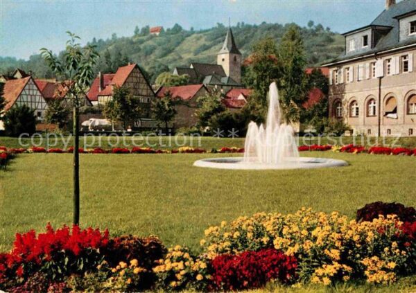 Bad Orb Kurpark Fontäne mit Blick auf den Molke