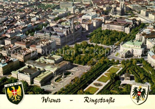 Wien Ringstrasse mit Parlament Rathaus Unive