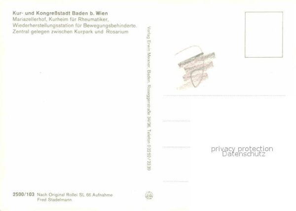 Baden Wien Mariazellerhof Kurheim Kur und Kongress – Bild 2