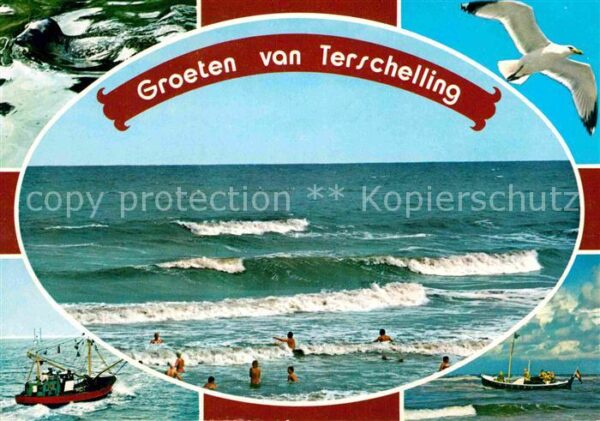 Terschelling Wellengang Fischkutter Möwen