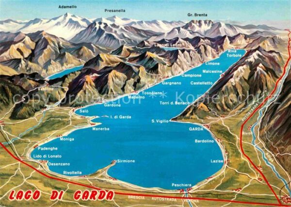 Gardasee Lago di Garda und Umgebung Alpenpanorama aus der Voge