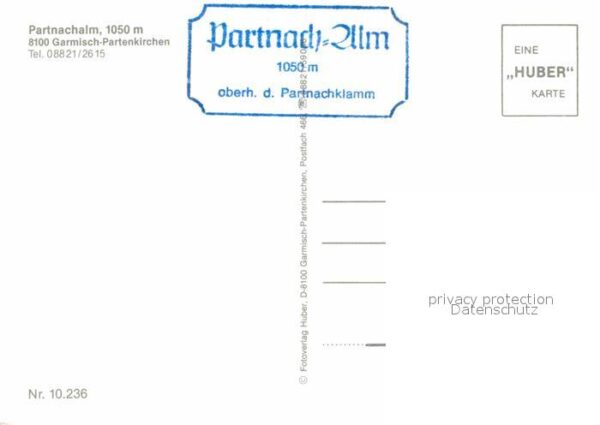Garmisch-Partenkirchen Partnachalm Berggaststätte Huber Karte – Bild 2