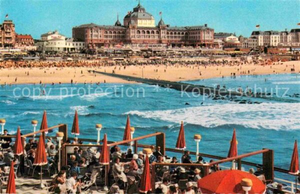 Scheveningen Restaurant Terrasse Blick zum Strand Ku