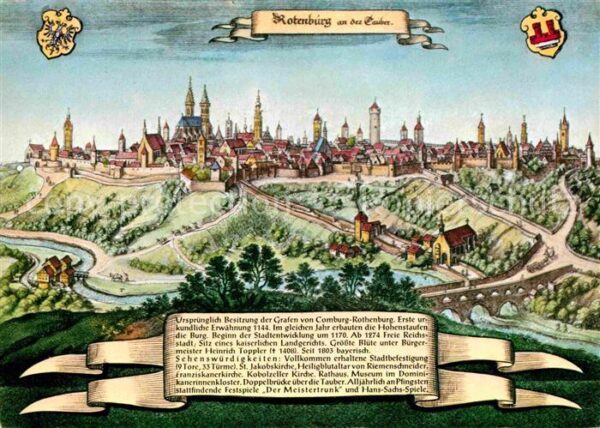 Rothenburg Tauber nach einem alten Stich Künstlerkarte