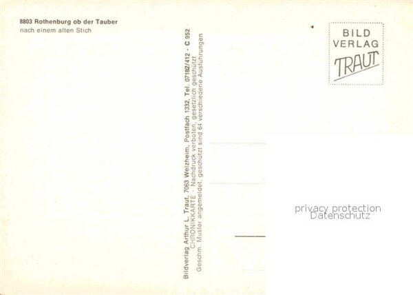 Rothenburg Tauber nach einem alten Stich Künstlerkarte – Bild 2