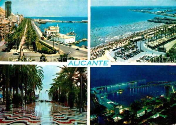 Alicante Uferstrasse Strand Palmenallee Hafen