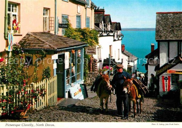 Clovelly Picturesque street scene fishing villag