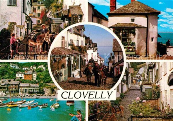 Clovelly Ortsmotive Esel Lasttier Gasse Hafen