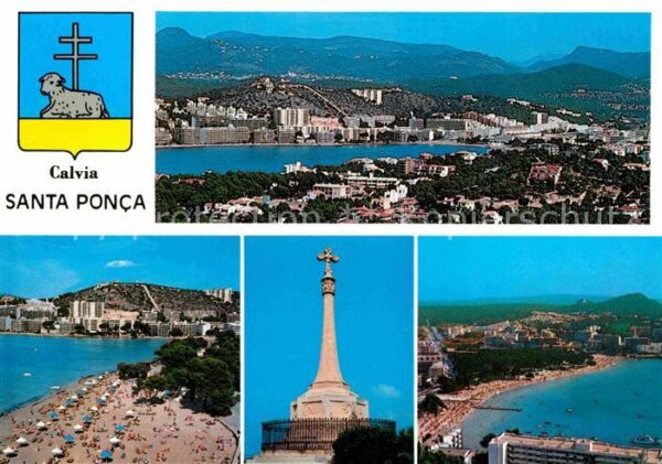 Santa Ponca Mallorca Islas Baleares Panorama Strand Berge Kreuz