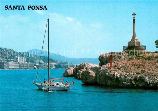 Santa Ponsa Mallorca Islas Baleares Kreuz Felsenküste Segelboot