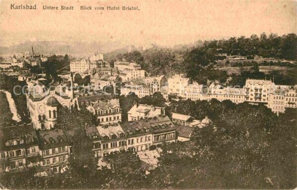 Karlsbad Eger Untere Stadt Blick vom Hotel Bristol