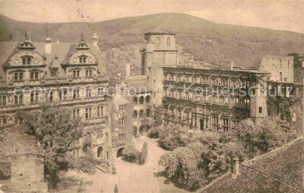 Heidelberg Neckar Otto Heinrichsbau und Friedrichsbau vom