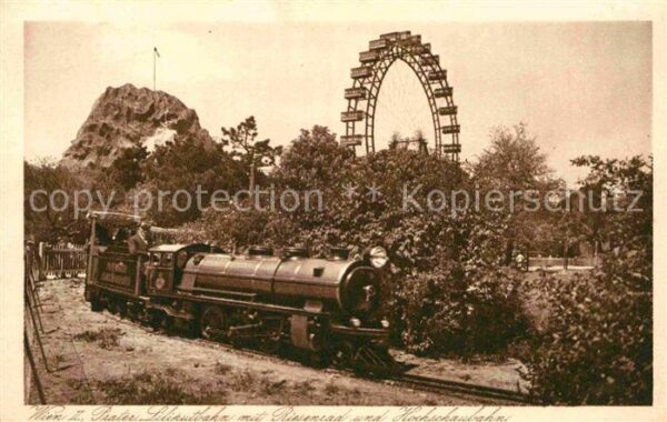 Wien Prater Liliputbahn mit Riesenrad und Ho