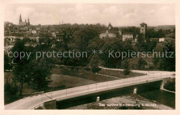 Waldenburg Sachsen Stadtbild mit Mulde Brücke