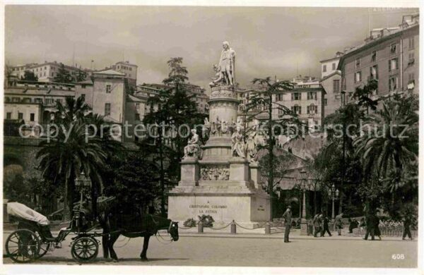 Genua Genova Liguria Columbus Denkmal Pferdedroschke