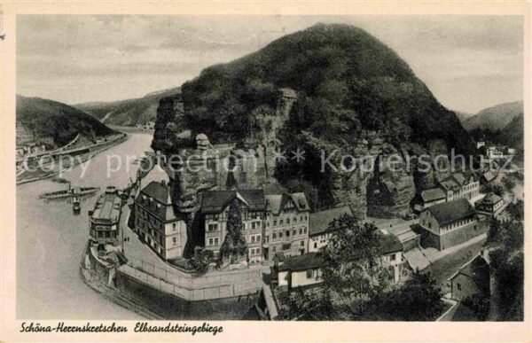 Schoena Herrnskretschen Elbsandsteingebirge Künstlerkarte