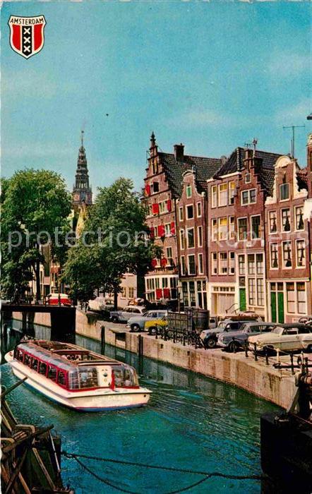 Amsterdam Niederlande OZ Voorburgwal Ausflugsdampfer Gracht