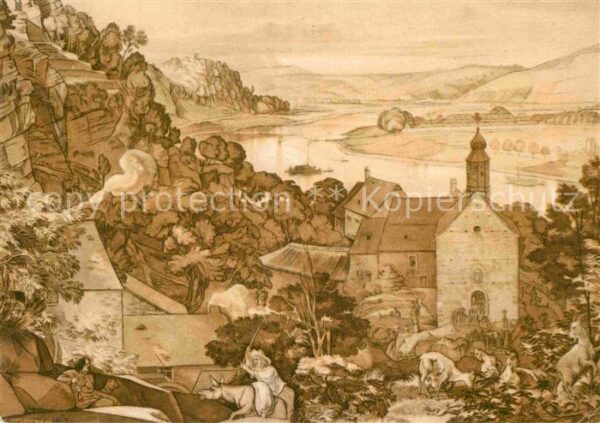 Trier Moseltal Künstlerkarte J. A. Ramboux St