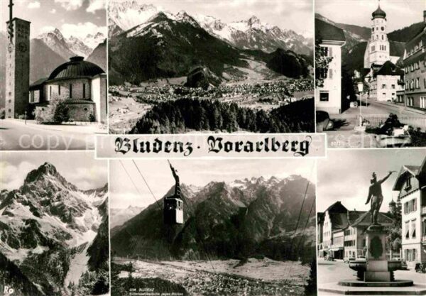 Bludenz Vorarlberg Ortsmotiv mit Kirche Brunnen Statue Ber