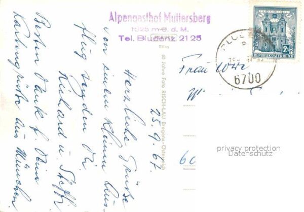 Bludenz Vorarlberg Ortsmotiv mit Kirche Brunnen Statue Ber – Bild 2