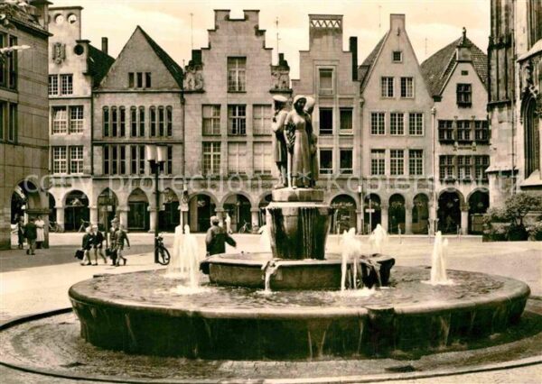 Muenster Westfalen Lambertusbrunnen Giebelhäuser