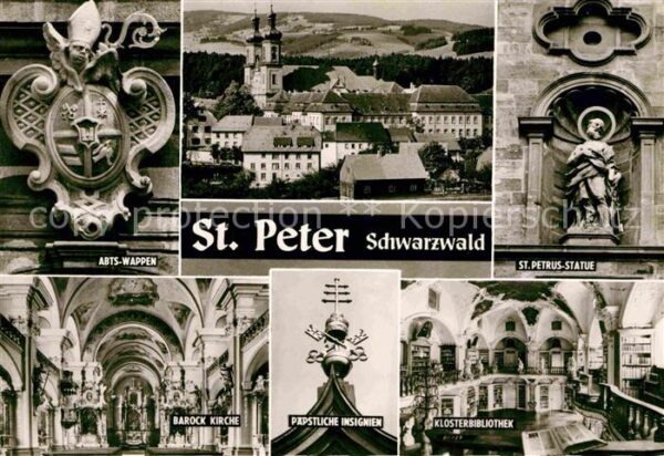St Peter Schwarzwald Abtswappen Barockkirche St Petrus Statu
