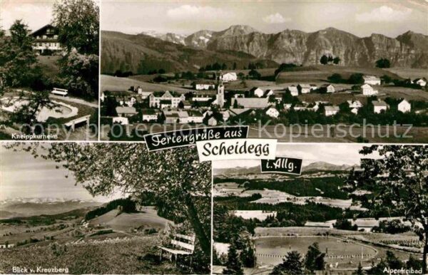 Scheidegg Allgaeu Kneippkurheim Blick vom Kreuzberg Alpen