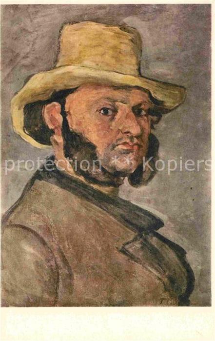 Kuenstlerkarte Cezanne Man with a Straw Hat