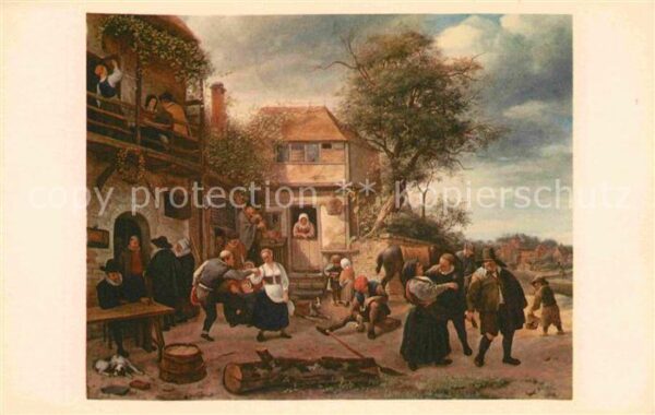 Kuenstlerkarte Alte Kuenstler Jan Steen Peasants before an Inn