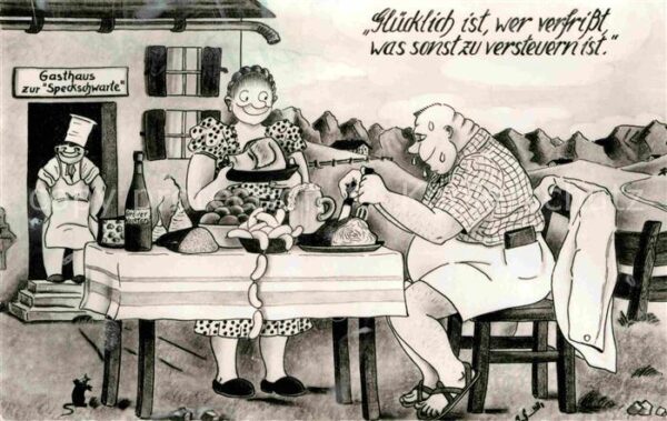 Humor Gasthaus zur Speckschwarte Wurst Wein K