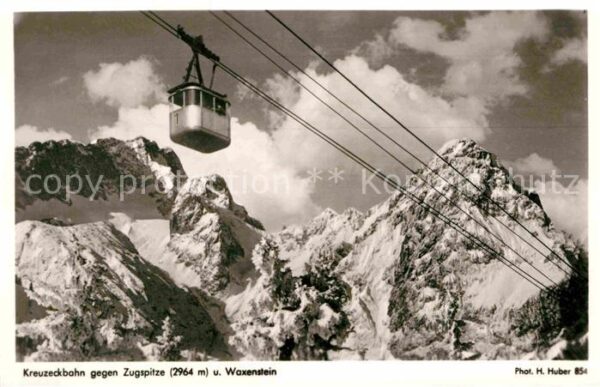 Foto Huber H. Nr. 854 Kreuzeckseilbahn Zugspitze Waxenste