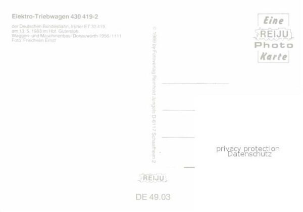 Eisenbahn Elektro-Triebwagen 430419-2 Deutsche Bu – Bild 2