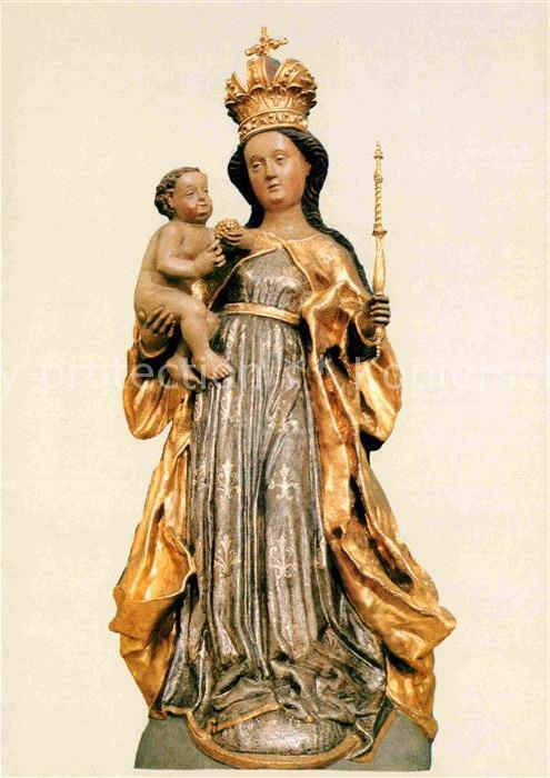 Bildhauerei Steinmetz Schnitzfigur Maria mit Kind Würzburg St